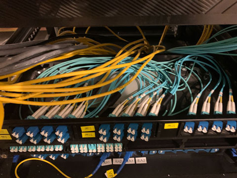 network cables and fibers rack