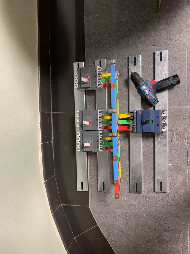 working on electrical blocks