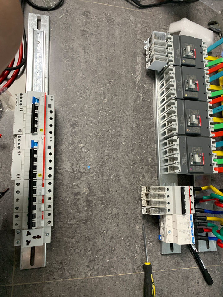 working on electrical blocks