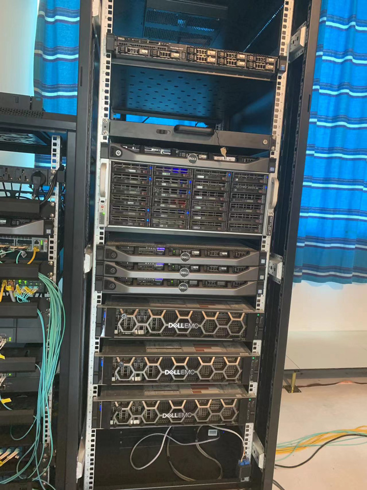 rack of hardware servers