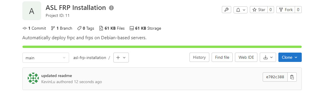 screenshot of gitlab page hosting the script.