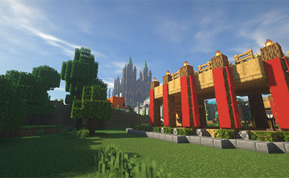 screenshot of Minecraft in-game building.