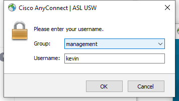 AnyConnect group selection.