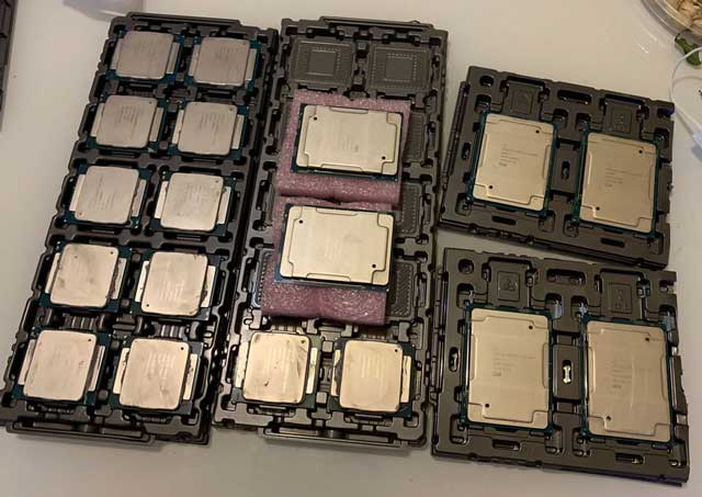 6 Xeon Platinum 8269CY cpus and 12 E5v3 Chips.